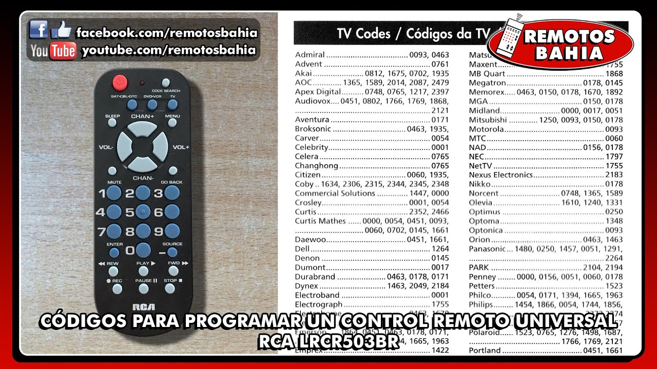 control rc65sl codigo para tv rca